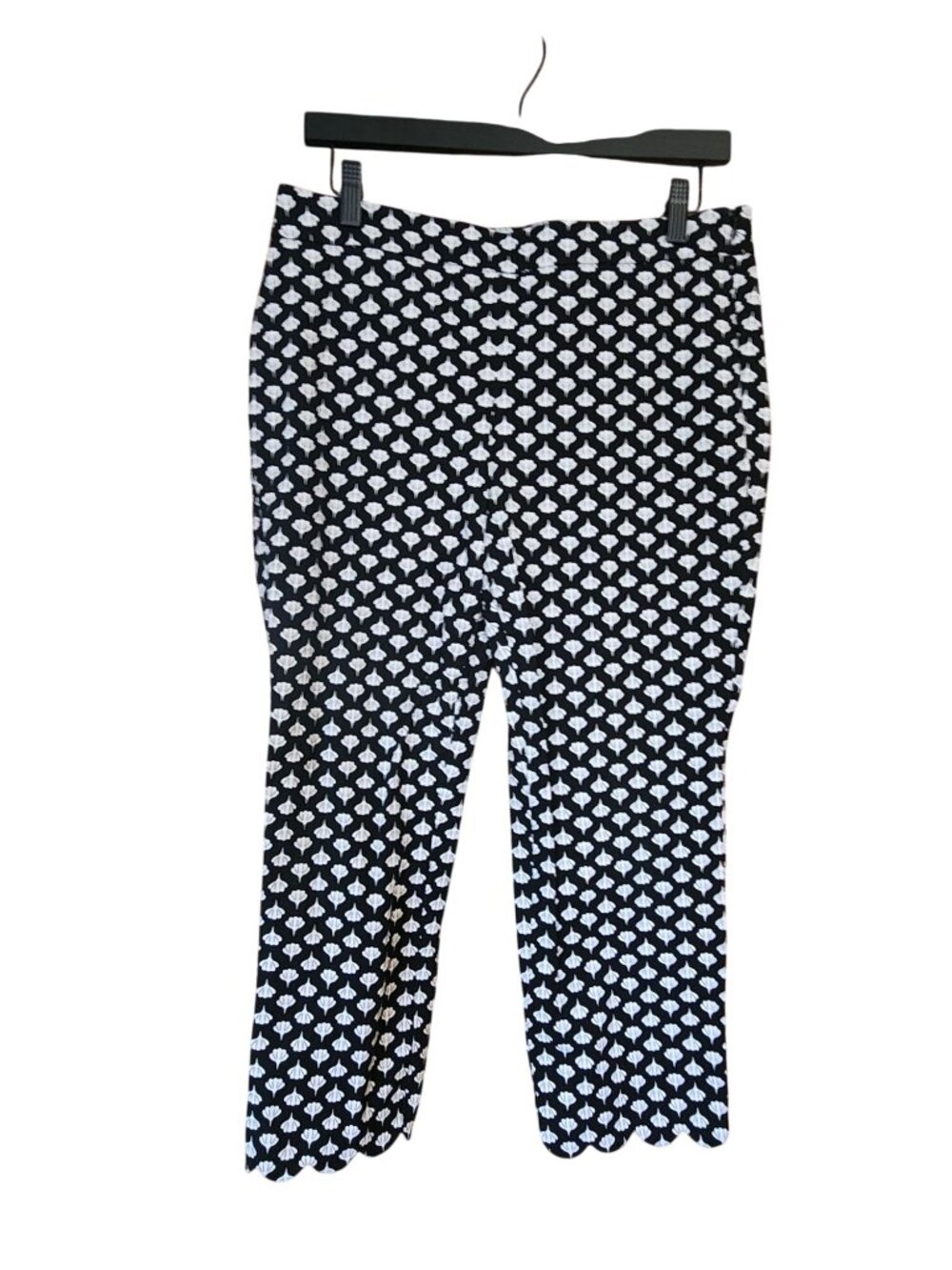 Talbots Chatham Scalloped Hem women’s crop pants black white 8